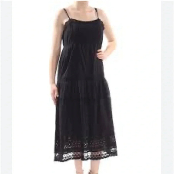 Free People 100% Cotton Black This is It Slip Midi Dress‎ size Medium Whimsigoth - Picture 1 of 10